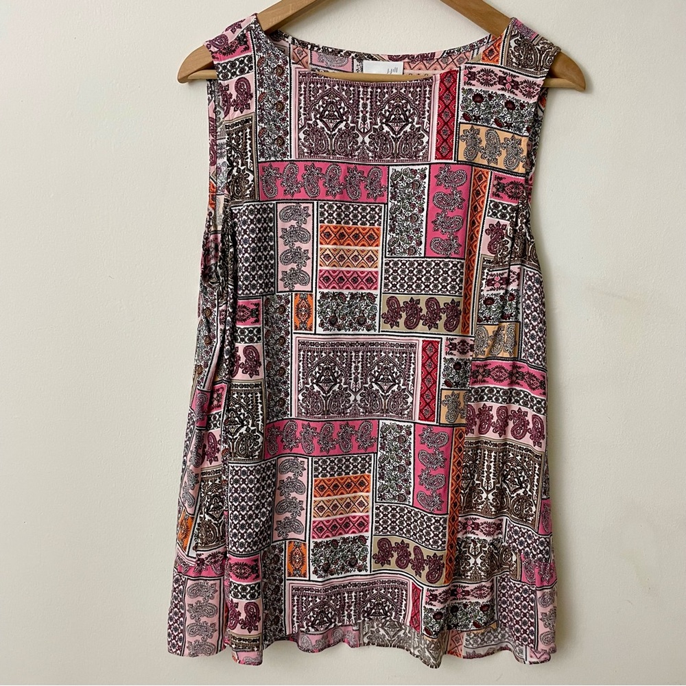 J. Jill Paisley Patchwork Sleeveless Tank Blouse Size Large